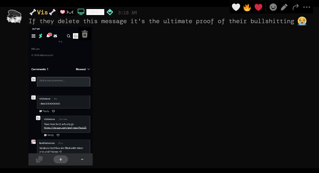 Screenshot showing the warning about deleting comments