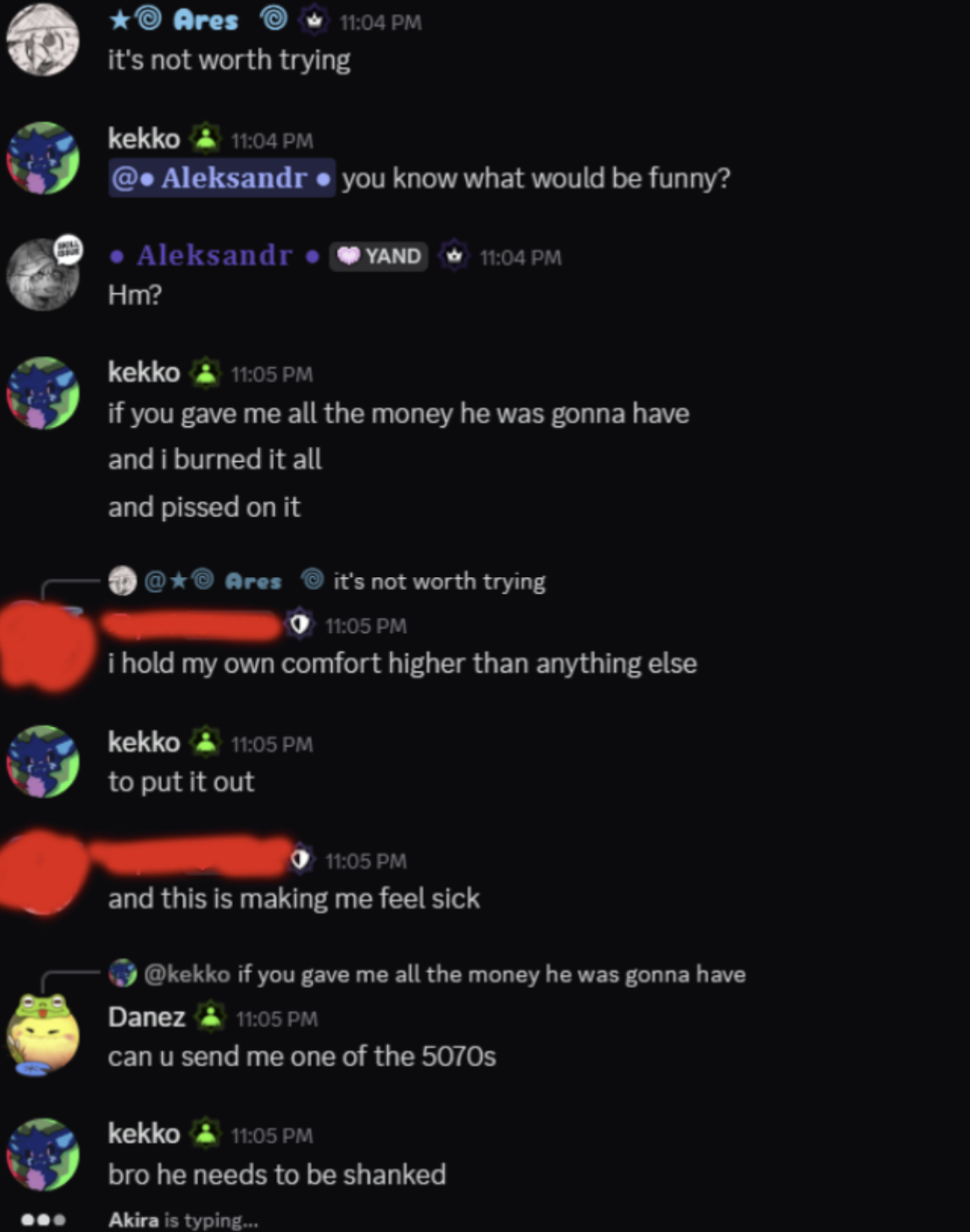 Associate saying he needs to be shanked
